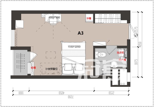 独栋公寓-洪山区-龙湖冠寓武汉南湖店-1室0厅1卫-29.0㎡